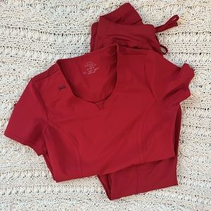 Womens Cherokee XS Infinity red scrub set.
